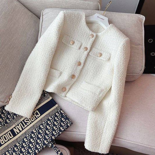 Elegant Short Socialite Classic Style Tweed Coat For Women
