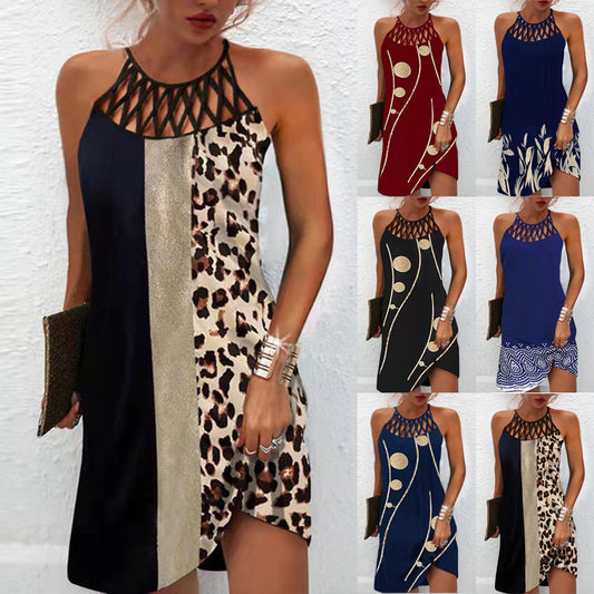 2024 Dress Fashion , Casual Halterneck Dresses For Women Summer Clothes