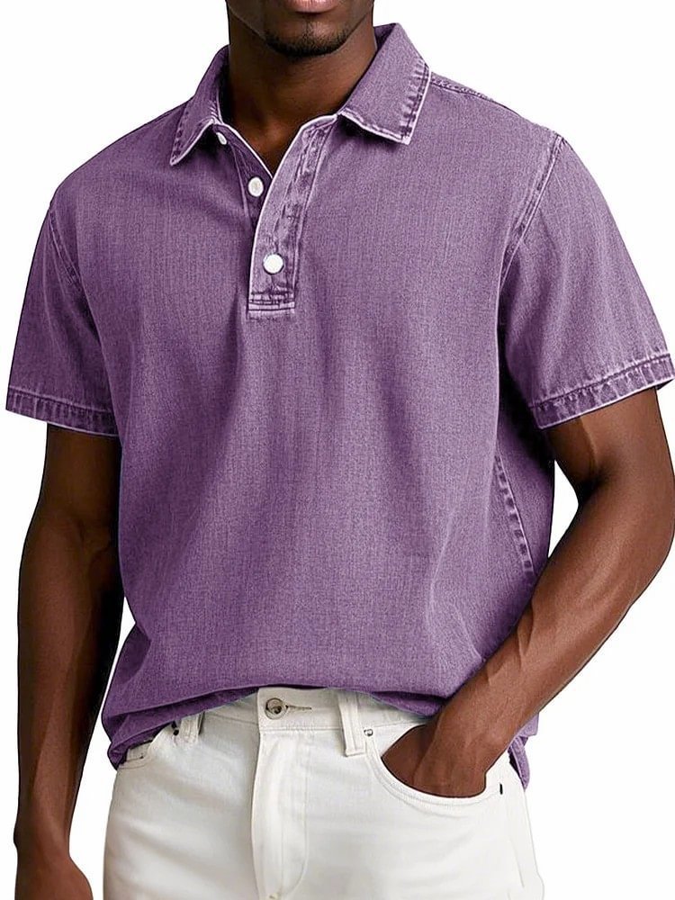Old Money Polo Shirt Men's Stylish Solid-color Vintage Short-sleeve Lapel
