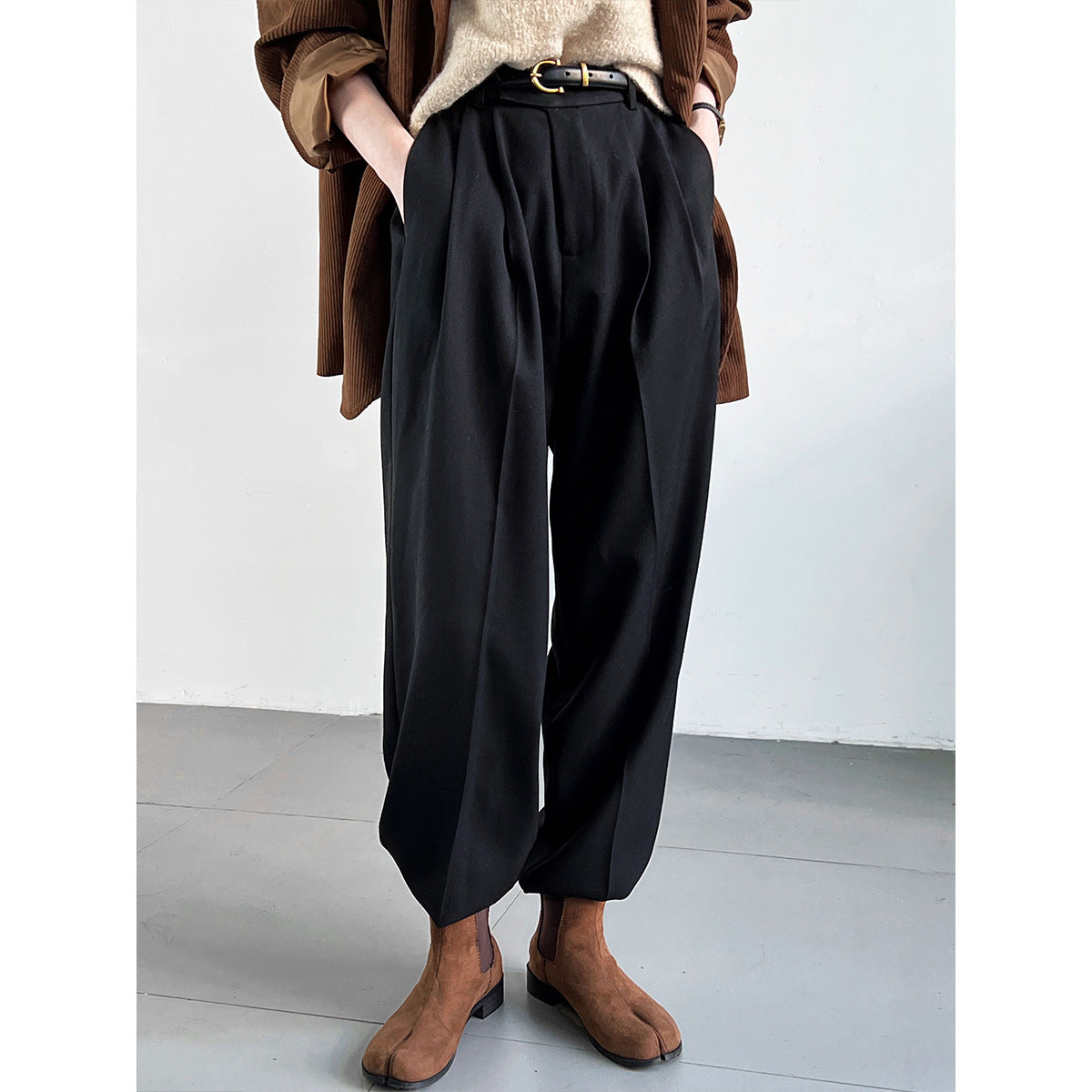 Old Money Loose Minimalist Style Mopping Suit Pants For Women