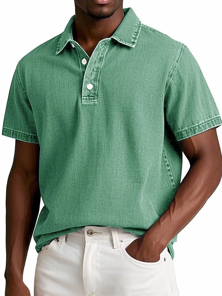 Old Money Polo Shirt Men's Stylish Solid-color Vintage Short-sleeve Lapel
