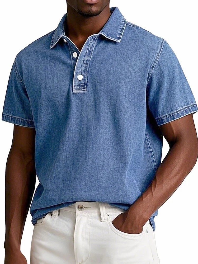 Old Money Polo Shirt Men's Stylish Solid-color Vintage Short-sleeve Lapel