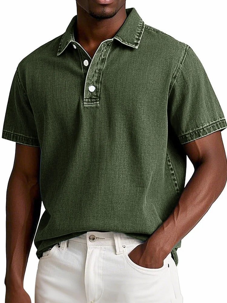 Old Money Polo Shirt Men's Stylish Solid-color Vintage Short-sleeve Lapel