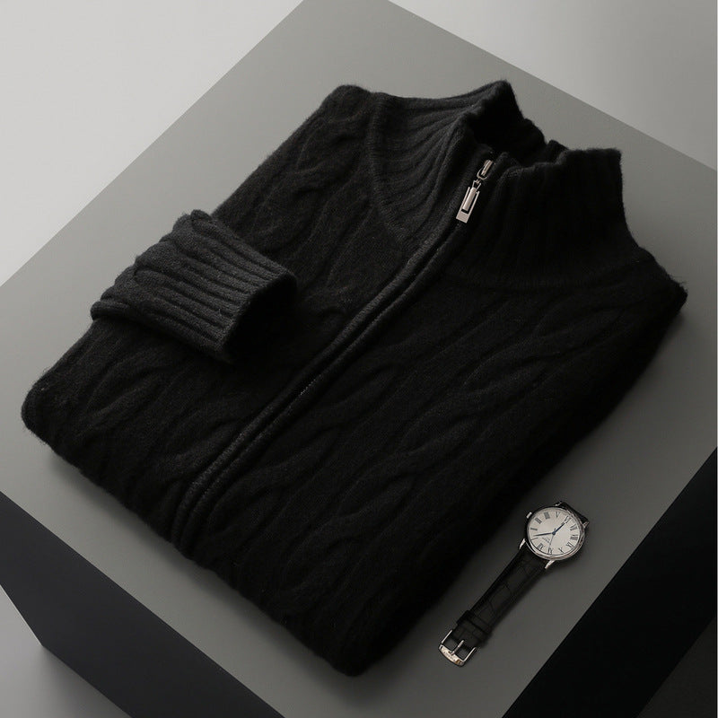 New Twist Zipper Knitted Coat For Men