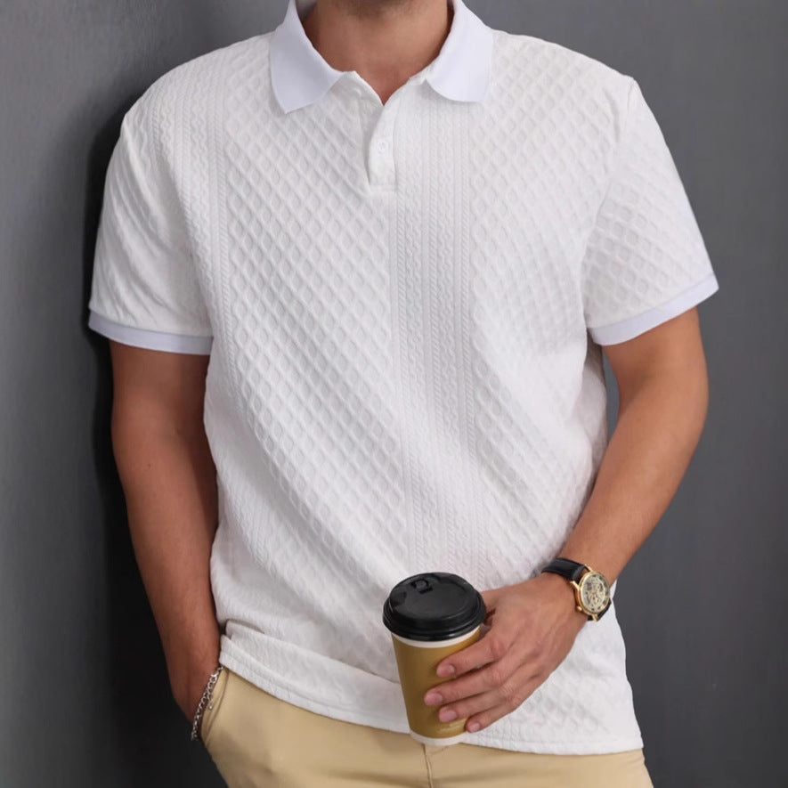 Old Money Polo T-shirt Men's Casual Jacquard Short-sleeve