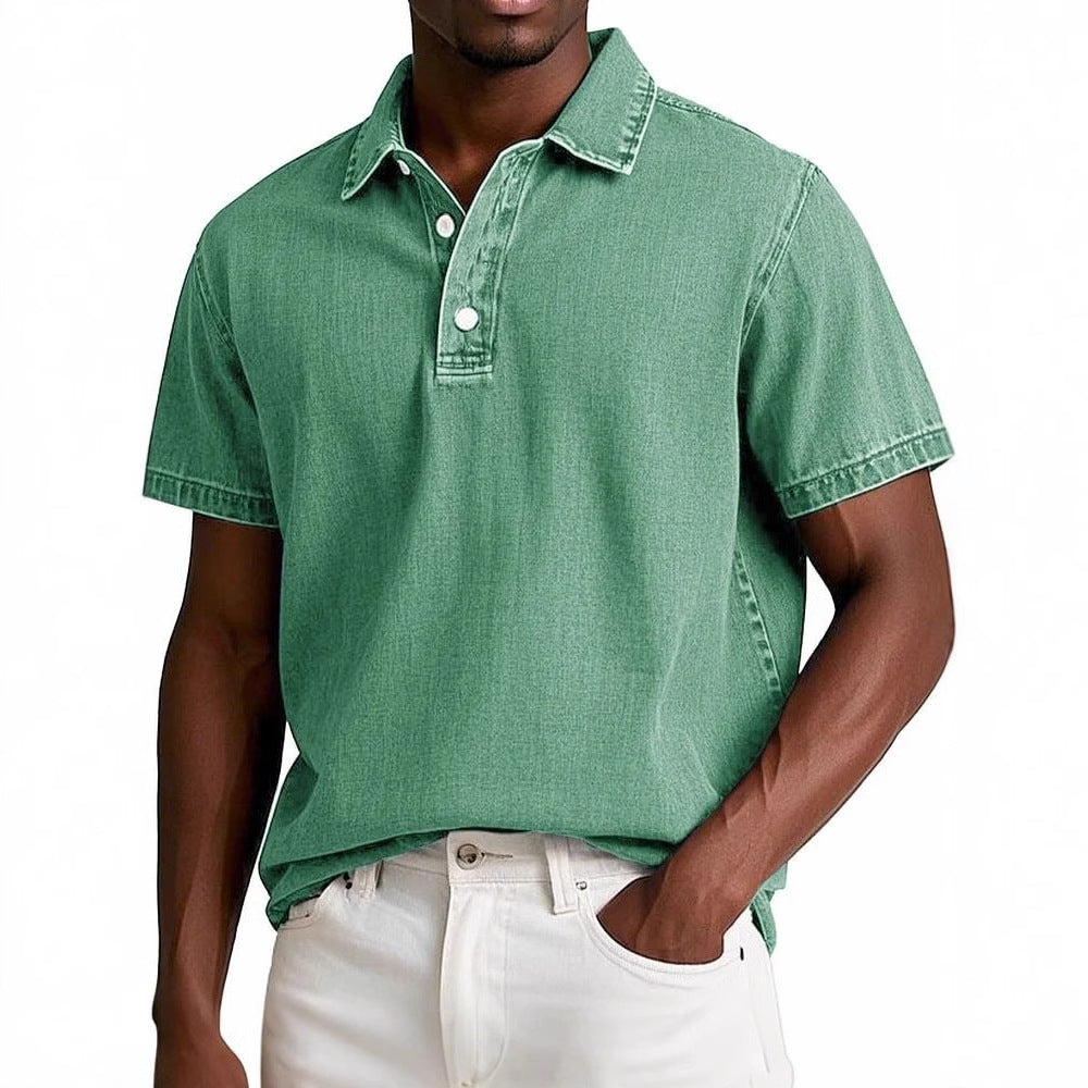 Old Money Polo Shirt Men's Stylish Solid-color Vintage Short-sleeve Lapel