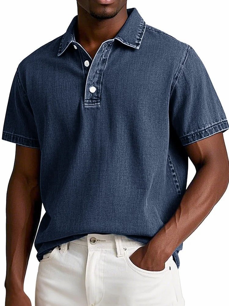Old Money Polo Shirt Men's Stylish Solid-color Vintage Short-sleeve Lapel