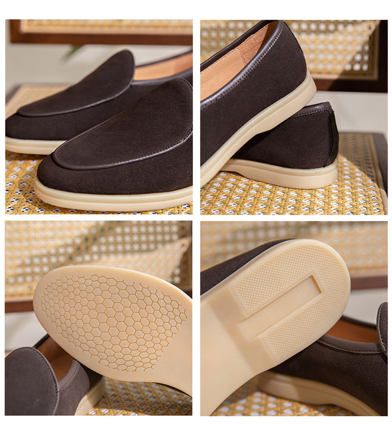 Old Money Plain Rubber Thick-soled Men's Suede Casual Leather Shoes