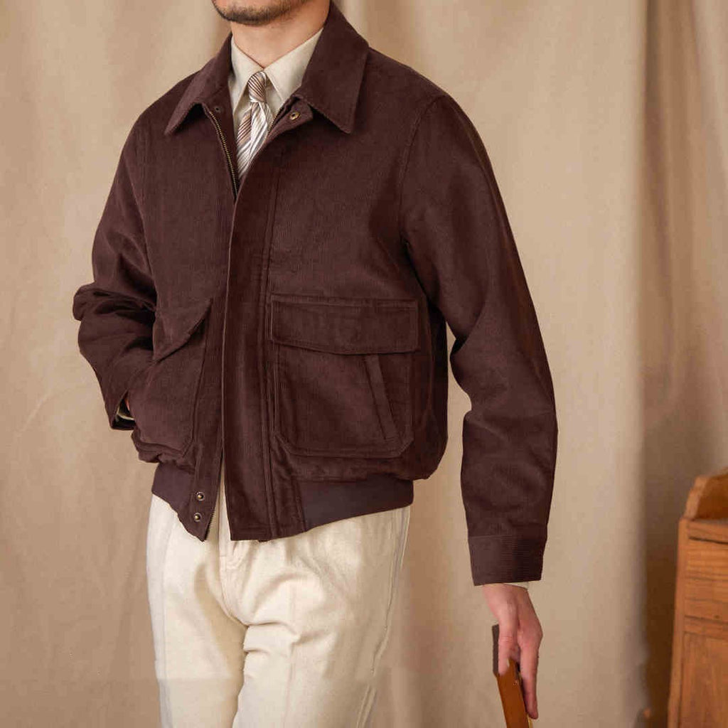 Casual Corduroy Short Jacket For Men old money style
