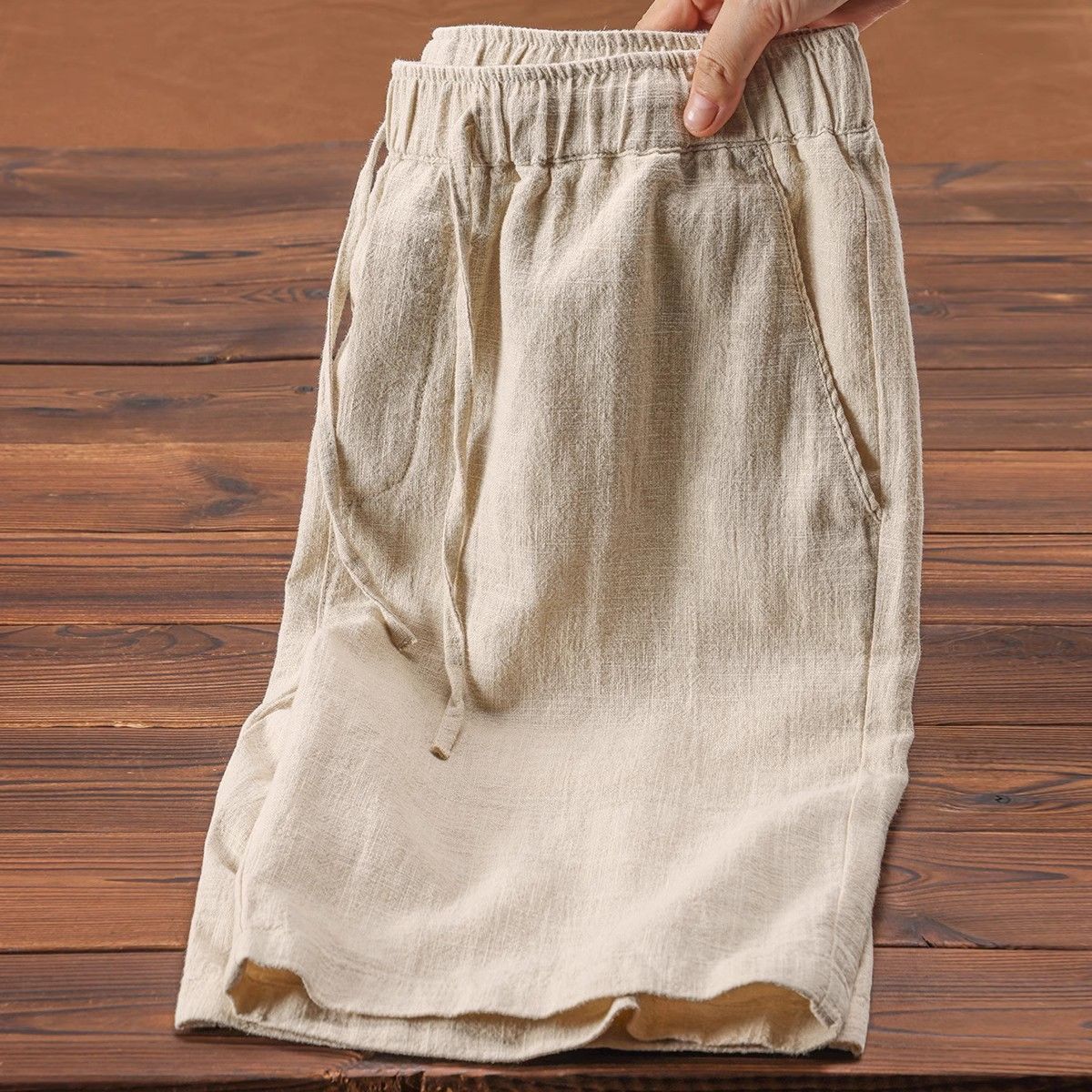 Old Money Summer Lightweight Breathable Ramie Cropped Pants For Men