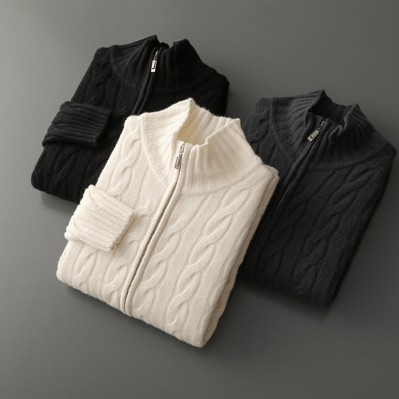 New Twist Zipper Knitted Coat For Men