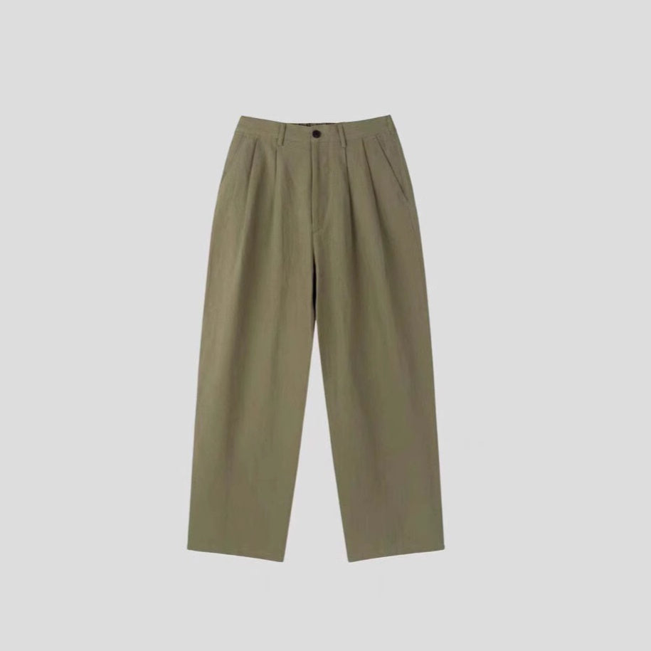 OLD MONEY Lightweight Fiber Texture Cotton And Linen Suit Pants For Men