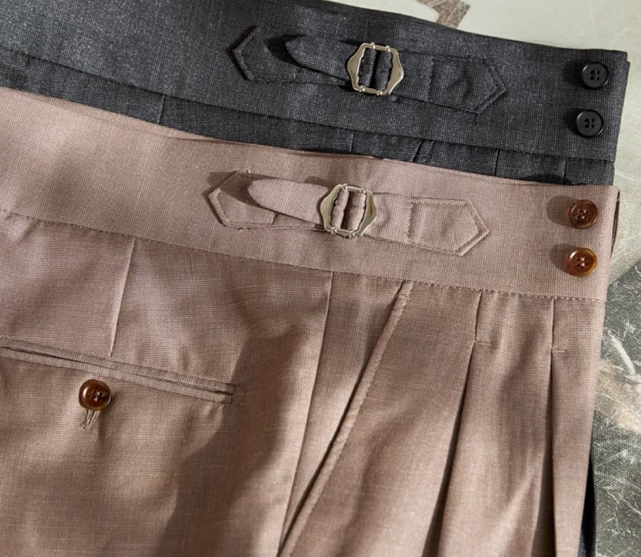 OLD MONEY Retro Italian Wool Blended Lightweight Casual Suit Pants