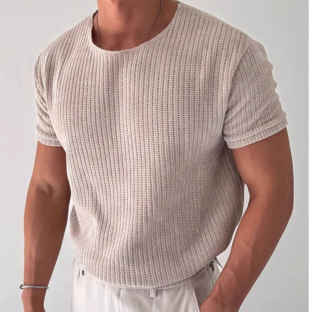Old money Breathable Short-sleeved Sweater Men's Round Neck T-shirt