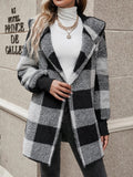 Women's Sweater Loose Plaid Color Stitching Knitted Cardigan